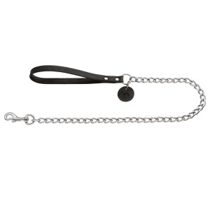 Hunter Guinzaglio a Catena per Cani con Fettuccia in Cuoio Bovino Nero 1,8 cm
