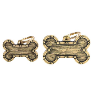 MyFamily Medaglietta per Cani Personalizzabile Osso Strong Futuristico Bronx Ottone Inglese L