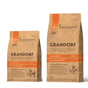 Grandorf Junior Medium e Maxi Agnello e Tacchino per Cuccioli dai 4 Mesi 3 Kg