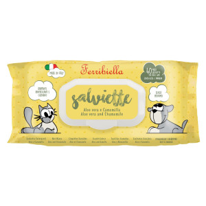 Ferribiella PROMO 12 CONFEZIONI da 40 pz ! Salviette Detergenti Aloe Vera Camomilla per Cani e Gatti