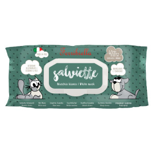 Ferribiella 1 CONFEZIONE da 40 pz Salviette Detergenti Muschio Bianco per Cani e Gatti