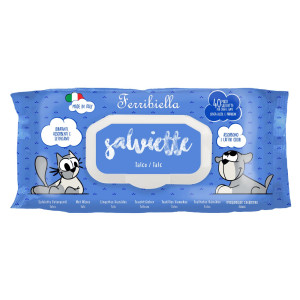 Ferribiella PROMO 12 CONFEZIONI da 40 Pz ! Salviette Detergenti per Cani e Gatti Talco