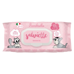 Ferribiella Salviette Sensitive Biologiche per Cani e Gatti 40 Pezzi