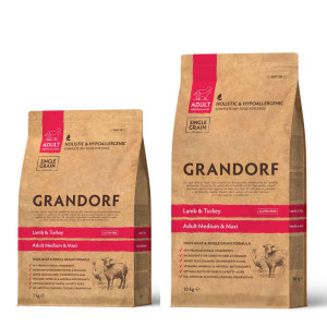 Grandorf Adult Agnello e Tacchino Medium & Maxi per Cani Adulti 3 Kg