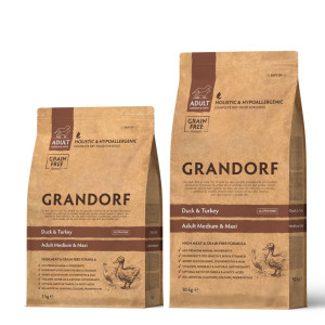 Grandorf Adult Grain Free Anatra e Tacchino Medium & Maxi per Cani Adulti 10 Kg