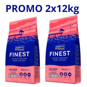 Fish4Dogs Finest Salmone Complete Adult LARGE PROMO 2 x 12 Kg (€ 89,90 A SACCO)