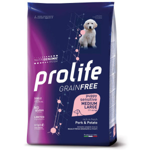 Prolife® Grain Free Sensitive Puppy Medium Large Maiale e Patate per Cuccioli 10 Kg