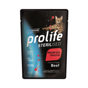 Prolife® Prolife Cat Sterilized Grain Free Sensitive Adult Manzo e Patate Umido per Gatti Busta da 85 g