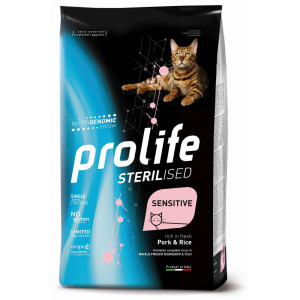 Prolife® Prolife Cat Sterilised Sensitive Adult Maiale e Riso per Gatti 400 g