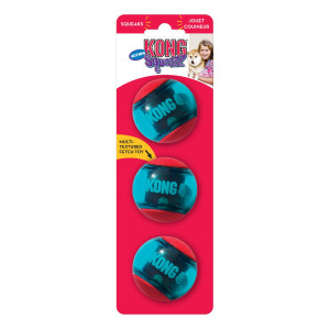Kong Gioco per Cani Palla Squeezz in Gomma Tpr con Squeaker 3 Pezzi S Diametro 5 cm