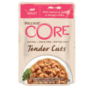 Wellness® Core Wellness Core Bocconcini in Salsa per Gatti Tender Cuts Pollo Salmone e Tonno 85 g