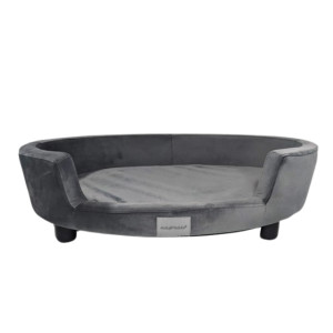 Nasonero® Nasonero Divanetto Ovale in Velluto per Gatti e Cani di Piccola Taglia Grigio 81 x 58 h. 23 cm