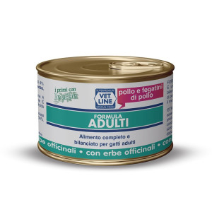 Vetline Vet Line Umido Pollo e Fegatini di Pollo per Gatti 85 g