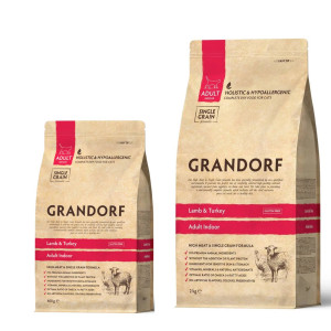Grandorf Cat Adult Indoor Agnello e Riso Integrale per Gatti Adulti 400 gr