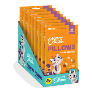Edgard &amp; Cooper 8 confezioni x 60 g Edgard&Cooper Snack per Gatti Pillows Fagottini Ripieni al Pollo