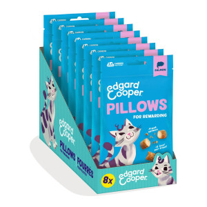 Edgard &amp; Cooper 8 confezioni x 60 g Edgard&Cooper Snack per Gatti Pillows Fagottini Ripieni al Salmone