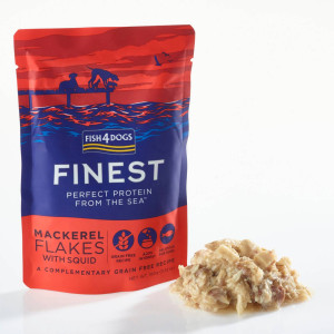 Fish4Dogs 1 x 100 g Finest Umido per Cani Fiocchi di Sgombro e Calamari