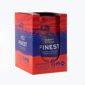 Fish4Dogs 6 x 100 g Finest Umido per Cani Fiocchi di Sgombro e Calamari