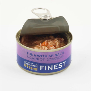 Fish4Dogs 1 x 85 g Finest Alimento Umido per Cani Tonno con Carote e Spinaci
