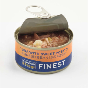Fish4Dogs 1 x 85 g Finest Alimento Umido per Cani Tonno con Patata Dolce e fagioli Verdi