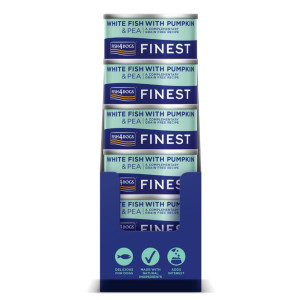 Fish4Dogs 12 x 85 g Finest Alimento Umido per Cani Pesce Bianco con Zucca e Piselli
