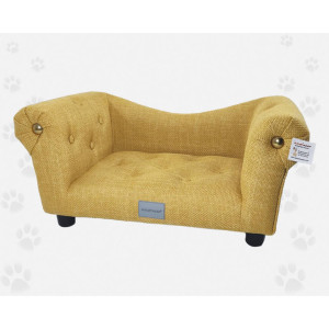 Nasonero® Nasonero Divanetto in Lino per Gatti e Cani di Piccola Taglia Giallo 74 x 39 x h. 34 cm