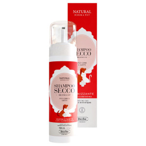 Derbe Natural Derma Pet by Shampoo Secco per Cani e Gatti Mousse Igienizzante 150 ml Natural Derma Pet