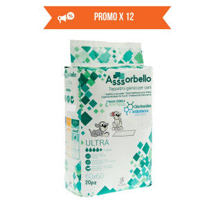 Ferribiella 12 CONF. 60 x 60 cm 20 pz Tappetini Igienici Ultra per Animali Domestici alla Clorexidina