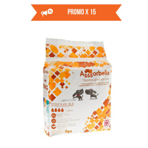 Ferribiella Tappetini Igienici Premium per Animali Domestici 40 x 60 cm 15 pz con Strisce Adesive