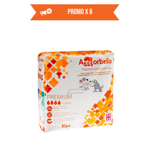Ferribiella KIT 6 CONF. 60 x 60 cm 30 pz Tappetini Igienici Premium per Animali Domestici con Strisce Adesive