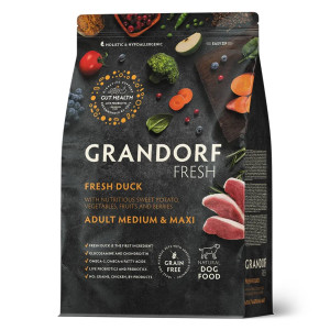 Grandorf Fresh Adult Medium & Maxi Breeds con Carne Fresca di Anatra e Patata Dolce per Cani Adulti 3 Kg