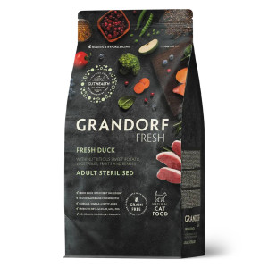 Grandorf Fresh Cat con Carne Fresca di Anatra e Patate Dolci per Gatti Sterilizzati o Anziani 400 gr