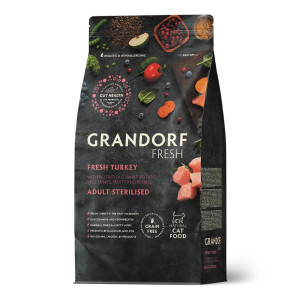Grandorf Fresh Cat con Carne Fresca di Tacchino e Patate Dolci per Gatti Sterilizzati o Anziani 2 Kg