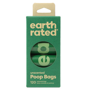 Earth Rated Sacchetti Igienici per Cani Extra Resistenti Senza Profumo 8 Rotoli 120 Sacchetti 23 x 33 cm
