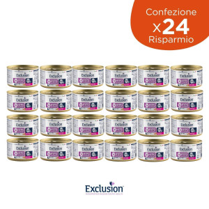 Exclusion 24 x 85 gr Hypoallergenico Maiale e Patate per Gatti (€ 1,75 a lattina)