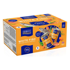 Fish4Dogs PROMO 6 x 395 g Finest Complete Umido Pesce Bianco e Patate Dolci e Fagiolini per Cani Adulti