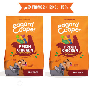 Edgard &amp; Cooper PROMO 2 x 12 Kg CROCCHETTA GRANDE L Edgard & Cooper Pollo per Cani Adulti