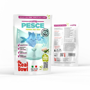 REAL BOWL 1 BUSTA x 80 g Alimento Completo per Gatti al Pesce Senza Cereali Grain Free