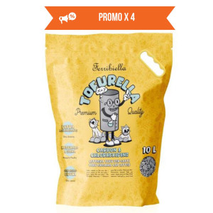 Ferribiella PROMO 4 SACCHI (€ 10,90 A SACCO) Lettiera al Tofu per Gatti Tofurella Clorexidina e Carboni Biodegradabile Agglomerante 10 lt