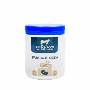 Fasson Food 100% Farina di Ossa Bovine per Cani 300 g Integratore Naturale di Sali Minerali Barf