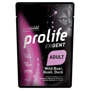 1 x 85 g Prolife Cat Exigent Adult Cinghiale con Quaglia e Anatra con Patate Umido per Gatti
