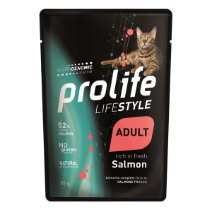 1 x 85 g Prolife Cat Lifestyle Adult Salmone Umido per Gatti