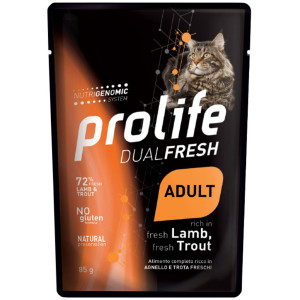 Prolife® 1 x 85 g Prolife Cat Dual Fresh Adult Agnello e Trota Umido per Gatti