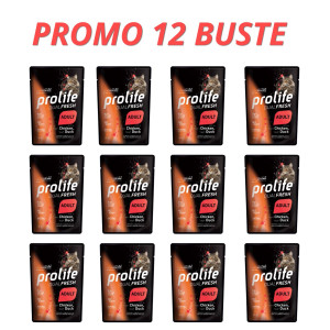 Prolife® 12 x 85 g Prolife Cat Dual Fresh Adult Pollo e Anatra Umido per Gatti