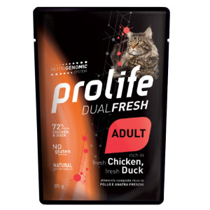 Prolife® 1 x 85 g Prolife Cat Dual Fresh Adult Pollo e Anatra Umido per Gatti