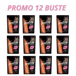 Prolife® 12 x 85 g Prolife Cat Dual Fresh Adult Manzo e Agnello Umido per Gatti