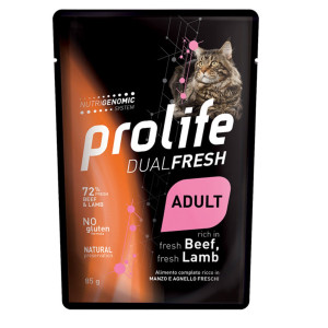 Prolife® 1 x 85 g Prolife Cat Dual Fresh Adult Manzo e Agnello Umido per Gatti