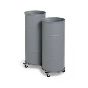 Soptunna Brooklyn Bin, H 730/780 mm, hjul, dubbel utan lock, grå