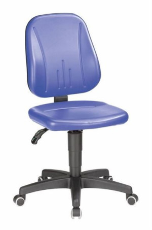 Arbetsstol Flexus, höjdinställning med gasfjäder, konstläder, blå, med