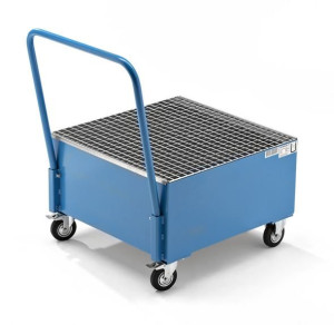 Fatpallsvagn Mona, LxB 800 x 800 mm, 1 x 200-litersfat, stående, blå R